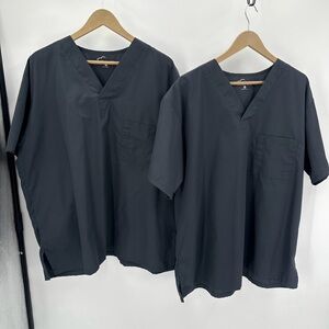 UA Butter-Soft Scrub Tops Womens 2X Pewter Gray Lot of 2 UA71C Uniforms READ